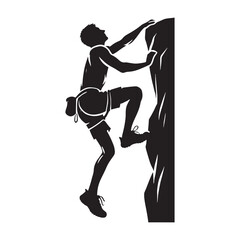 Dynamic person climbing silhouette for sports and outdoor visuals - person climbing silhouette - person climbing vector - person climbing illustration - climb silhouette - climber vector
