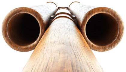 Wooden cylindrical structure with hollowed ends, transparent background png