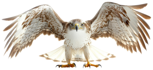 Raptor with wings outstretched on white background, transparent background png