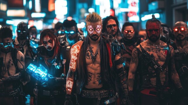 Cyberpunk Gang in Neon City