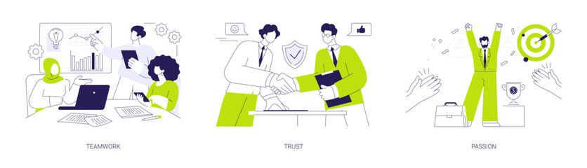 Corporate culture and values abstract concept vector illustrations.