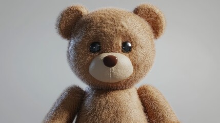 Obraz premium A Light Brown Fuzzy Teddy Bear Close Up