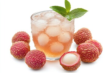 Ice lychee tea isolated on white background