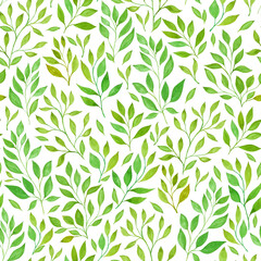 Fresh green leaf pattern on a white background showcasing nature-inspired design elements for decor or textiles