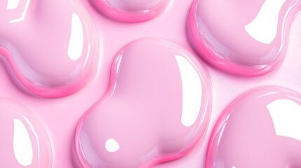 Pink glossy abstract shapes form a seamless pattern