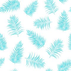 Beautiful tropical palm leaves pattern on a white background perfect for design projects and home decor