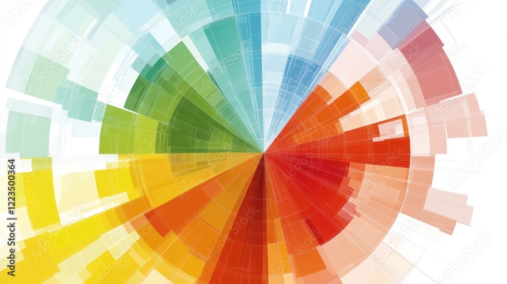 Poster abstract colorful radial geometric design pattern