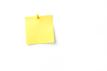Empty yellow sticky post it note isolated on white background without text.