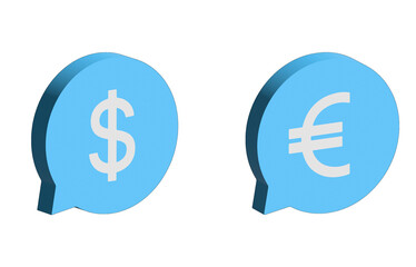 dollar and euro 3d symbols