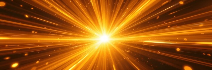 Obraz premium Intense golden light burst with radiant rays expanding in an abstract dynamic style