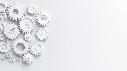 White gears mechanism, communication, innovation, background, technology concept