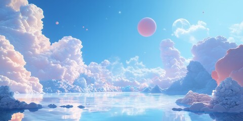 Surreal alien sky with vivid colors and otherworldly formations