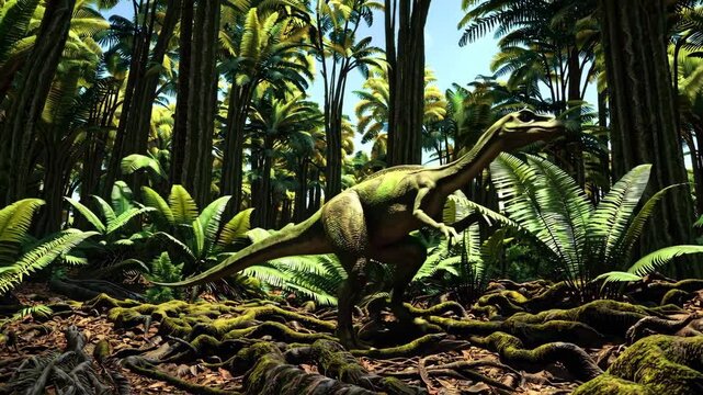 Coelophysis dinosaur in the wilderness
