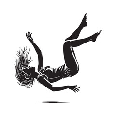 Silhouette of a person in mid-fall for dramatic effect - falling person silhouette - falling person vector - falling person illustration - falling silhouette - falling vector
