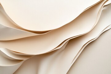 Obraz premium Cream paper waves, studio backdrop, texture, design (1)