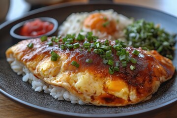 Omurice: Fluffy Omelette over Fried Rice with Ketchup Drizzle