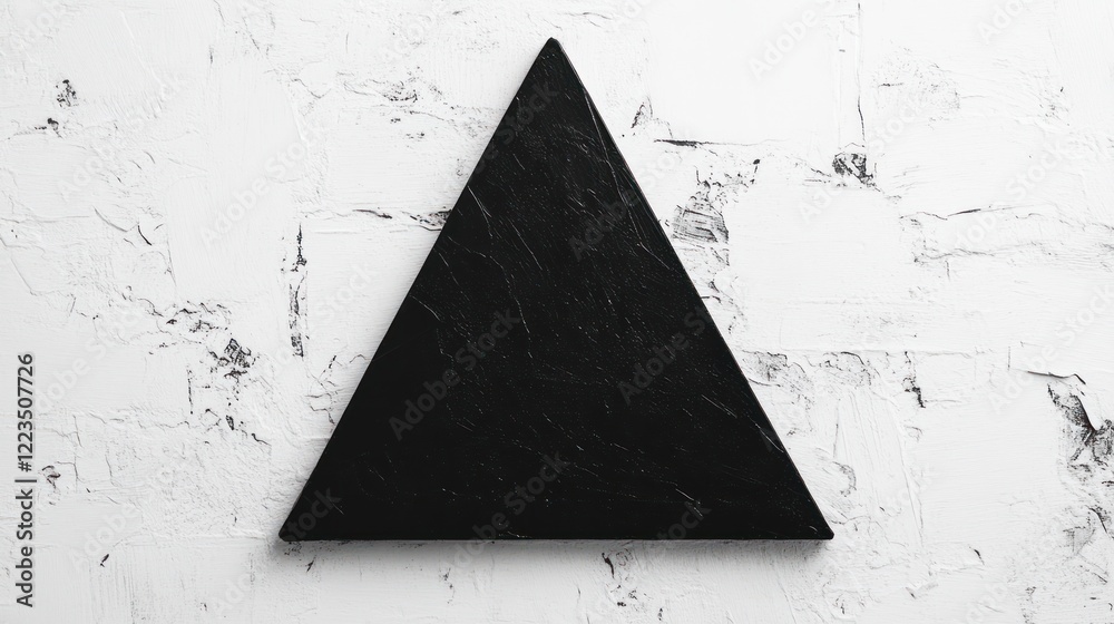 Poster black triangular shape against white textured background