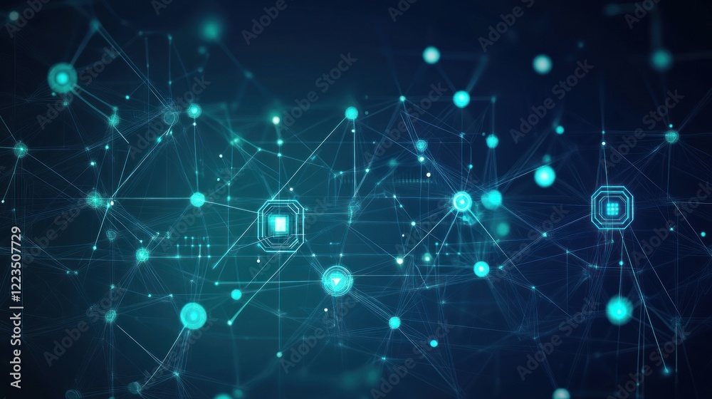Aufkleber Abstract Network Visualization Showing Interconnected Nodes