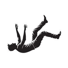 Active fall pose of a person depicted in silhouette - falling person silhouette - falling person vector - falling person illustration - falling silhouette - falling vector
