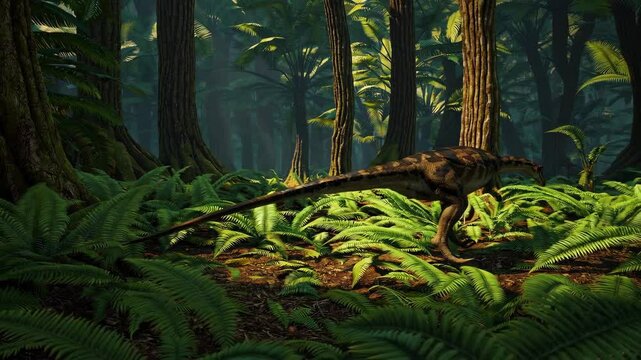 Coelophysis dinosaur in the wilderness