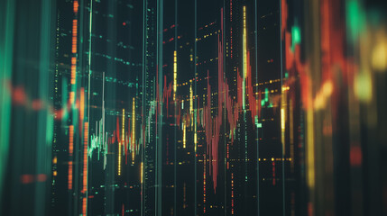 Abstract black background with Colorful charts and graphs with statistics to innovative analyze business potential and forecast future development of companies growth.