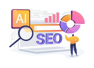 AI-Powered SEO Optimization abstract concept vector illustration.