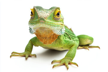 Fototapeta premium green lizard on a white background