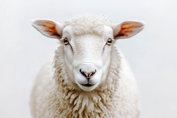 Fototapeta premium Sheep Facing Forward animal on a white background 