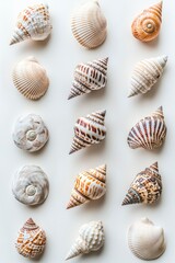 Assorted Seashells Arranged In A Neat Pattern