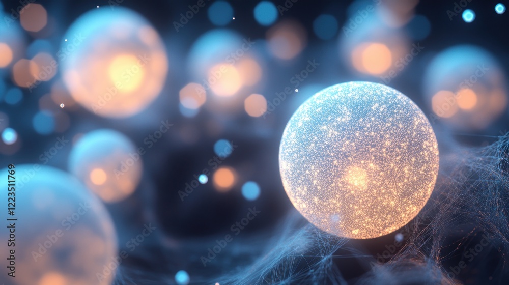 Poster Illuminated Spheres Connected By A Network Of Light
