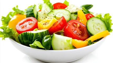 Vibrant and Fresh Vegetable Salad in White Bowl, Healthy Eating Concept