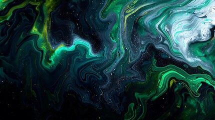 Obraz premium Black, Dark Blue, Green, Emerald, Petrol, Teal, Lime, and Yellow Abstract Background, Combining Deep and Vibrant Tones to Create a Bold, Energetic, and Modern Aesthetic