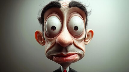 Cartoon Character with Large Eyes and Wrinkled Face