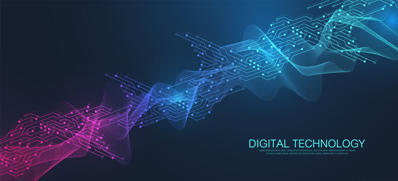 Digital tech motherboard texture design. Software coding. Technology electronic motherboard texture. Engineering and communication concept for header, web banner, website, presentation.