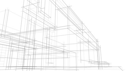 Linear view of house architectural concept vector illustration