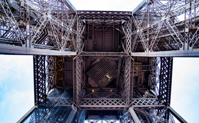 Eiffel Tower from Below – Iconic Paris Landmark in High-Resolution - vintage Eiffel Tower
