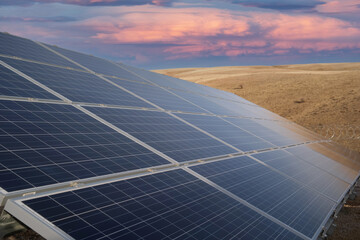 energy panels that generate electricity from the sun. Power plant using renewable solar energy with sun	