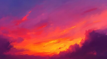 Fototapeta premium Vivid Sunset Hues Paint a Dramatic Sky Scene