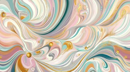 Obraz premium Marble-Style Easter Egg Nestled in Swirling Abstract Patterns of Peach, Gold, and White Tones for a Modern Artistic Look