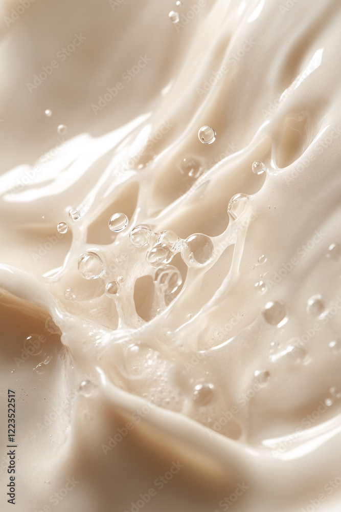 Aufkleber close-up shot of milk with splashing droplets and fluid motion. this image represents freshness, smo