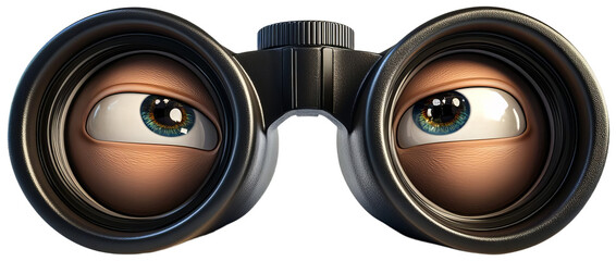 Binoculars with Curious Eyes, transparent background png