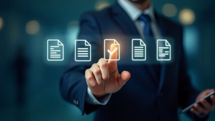 Business professional using virtual interface