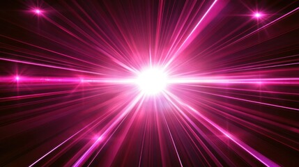 Bright Pink Light Rays Converge In A Starburst Pattern
