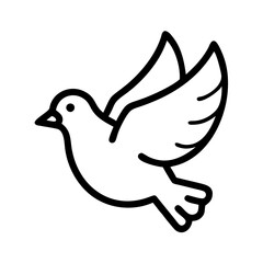 Simple Line  Icon Drawing of a Flying Bird - A minimalist illustration of a bird in flight, using clean and simple black line art on a white background.
