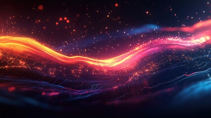 Fototapeta premium Abstract glowing wave of digital energy particles