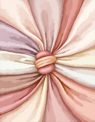 Watercolor fabric folds with decorative button detail