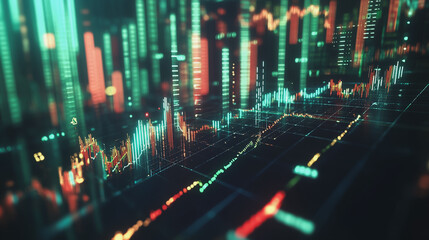 Fototapeta premium Abstract black background with Colorful charts and graphs with statistics to innovative analyze business potential and forecast future development of companies growth.