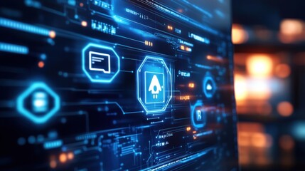 Obraz premium Futuristic Digital Interface Showing Smart Home Technology