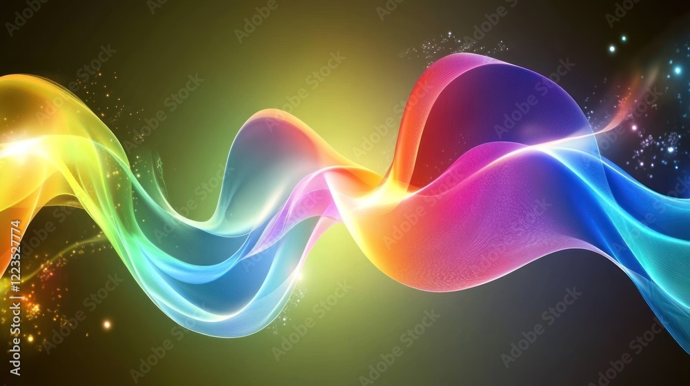Poster Abstract Colorful Waves Flowing Through Space