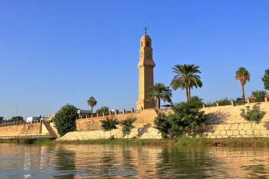 Baghdad, Bagdad, Iraq - November 15 2024: Outdoor view of Tigris riverbank from the river
